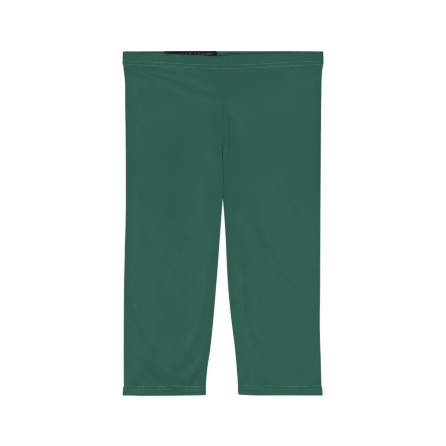 Dark Jungle Green Color Women's Brushed Suede Poly Span Casual Capri Leggings XS-2XL