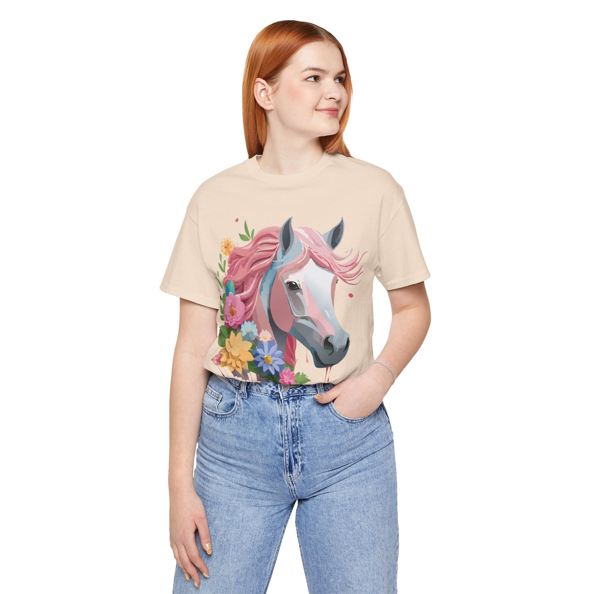 Horse Graphic Unisex Cotton Bella+Canvas Tee with Art Animal Design e35