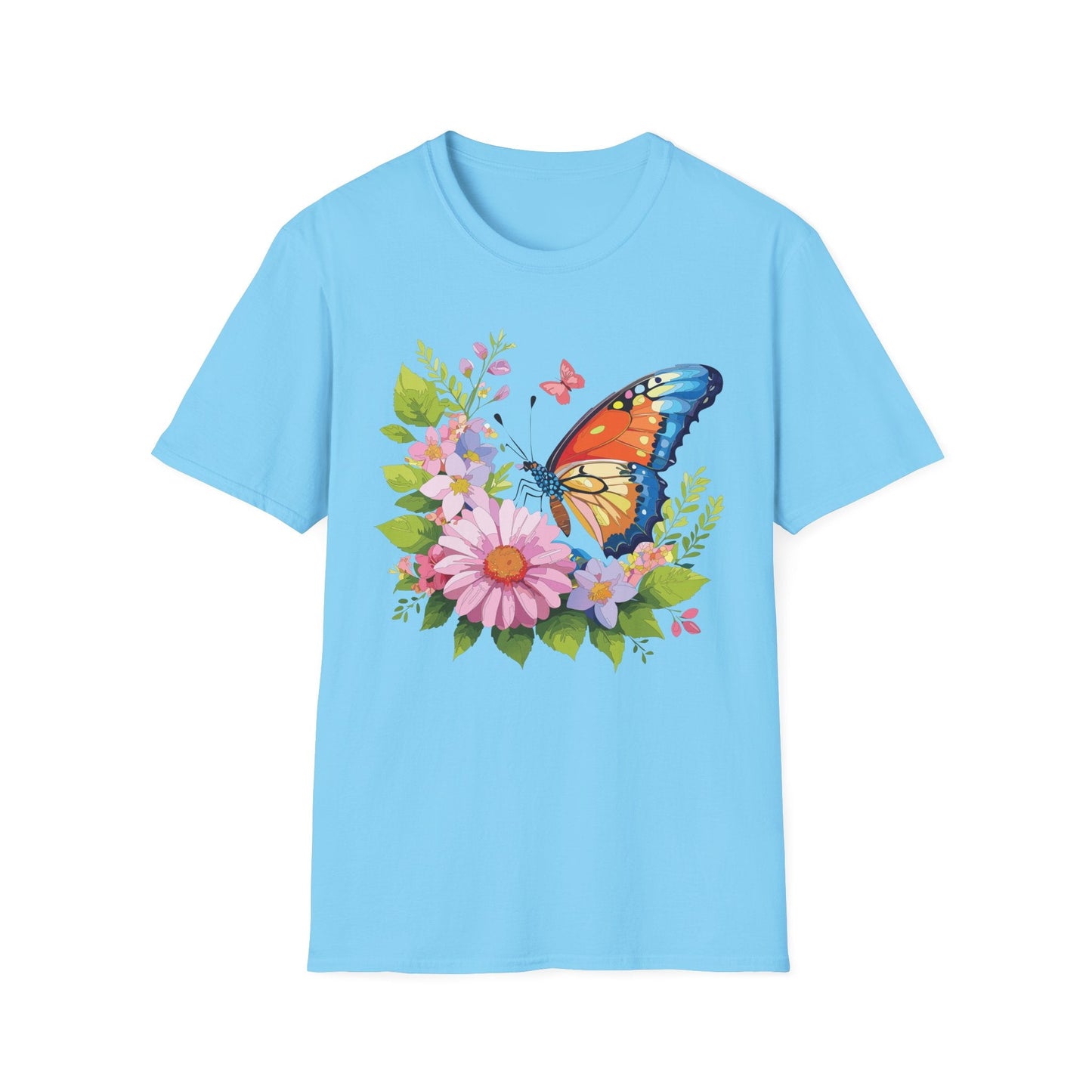 Butterfly T Shirt Unisex Short Sleeve Gildan Softstyle 64000 Monarch Butterfly Design Graphic