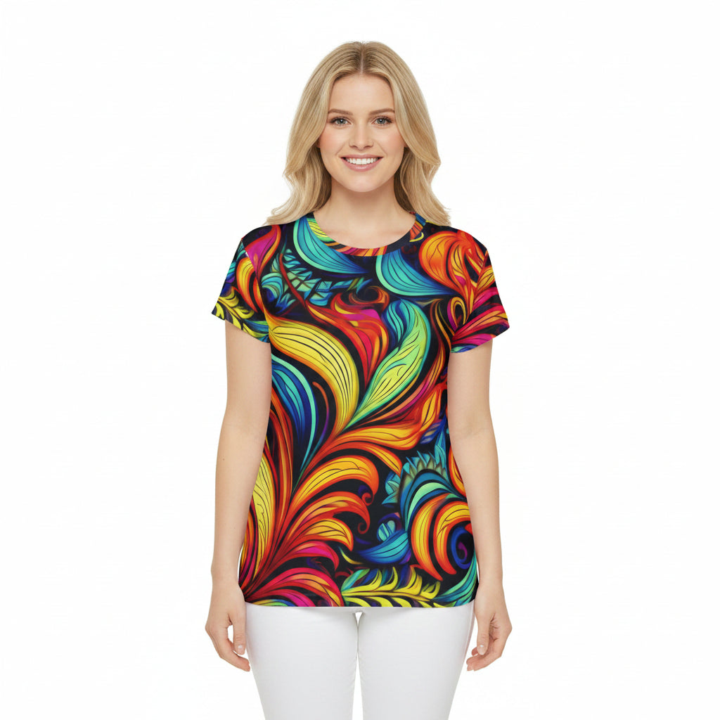 Women Poly Span T-Shirt with Floral Print