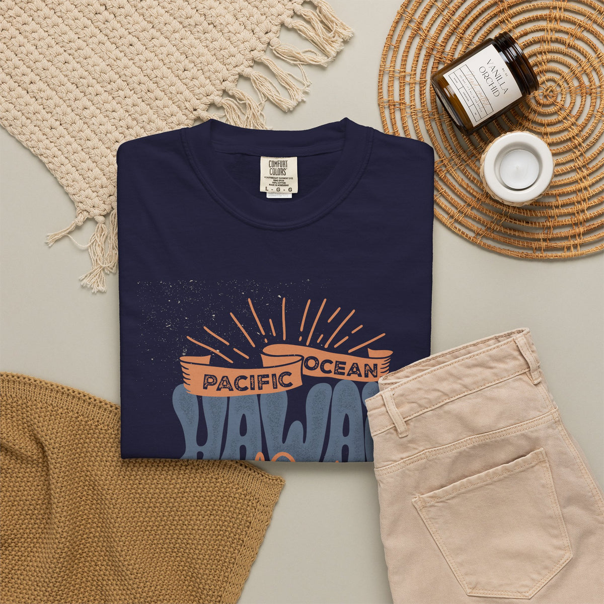 Hawaii Pacific Ocean Surf Paradise Graphic Unisex Comfort Colors Garment-Dyed Heavyweight 100 Cotton Art Design T-Shirt w8