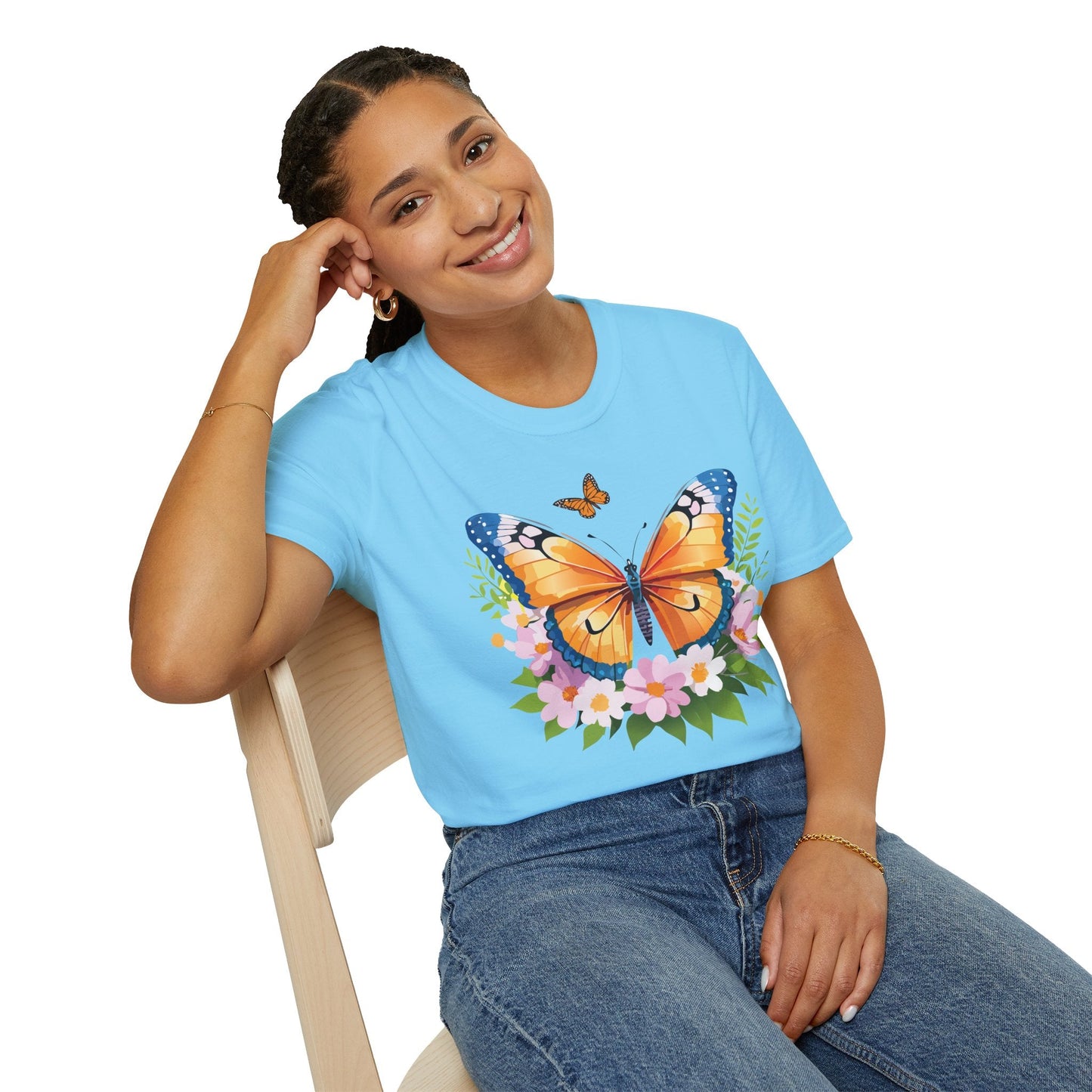 Butterfly Shirt Unisex Cotton Tee Monarch Butterfly Design Gildan Softstyle 64000 Short Sleeve