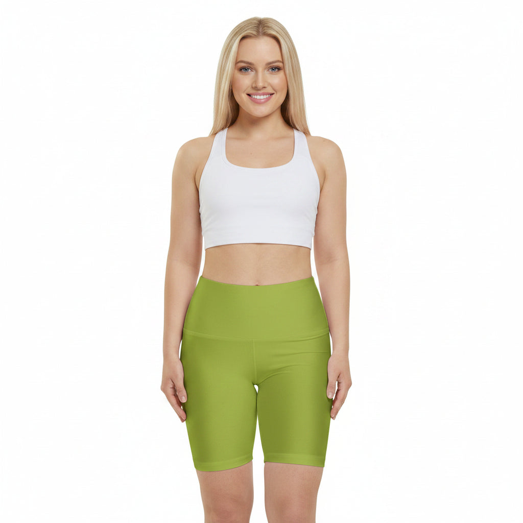 Lime Green Women's Lime High-Waist Workout Shorts — Lightweight Active Bike Shorts