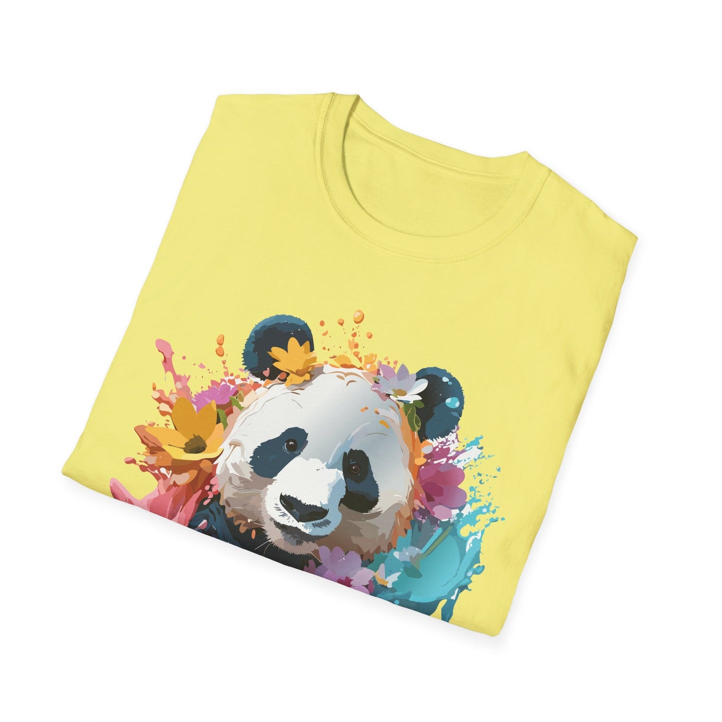 Unisex Panda Shirt Softstyle Tee 100 Percent Ring Spun Cotton Casual Animal Print