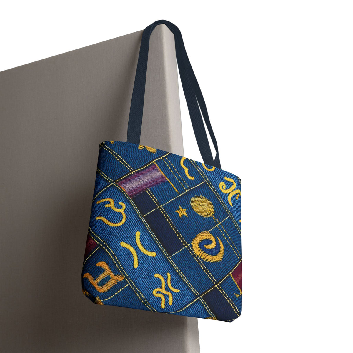 Denim Fabric Imitation Print Unisex Canvas Bag Poly Spun 3 Sizes Tote Bag 184