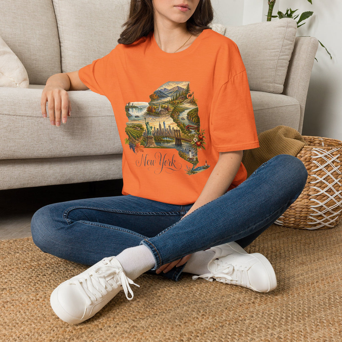 New York State Travel Tourist Graphic Design Unisex 100 Cotton Gildan T-Shirt