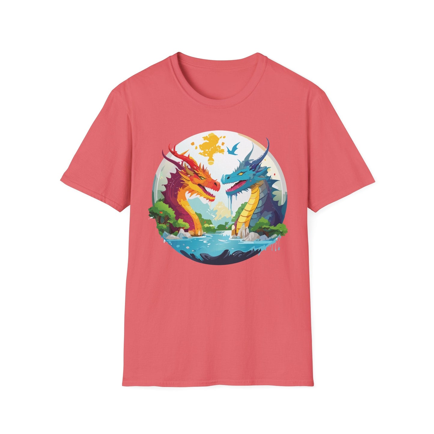 Dragon T Shirt Unisex Gildan Softstyle 64000 100 Percent Cotton Animal Print Tee Artwork