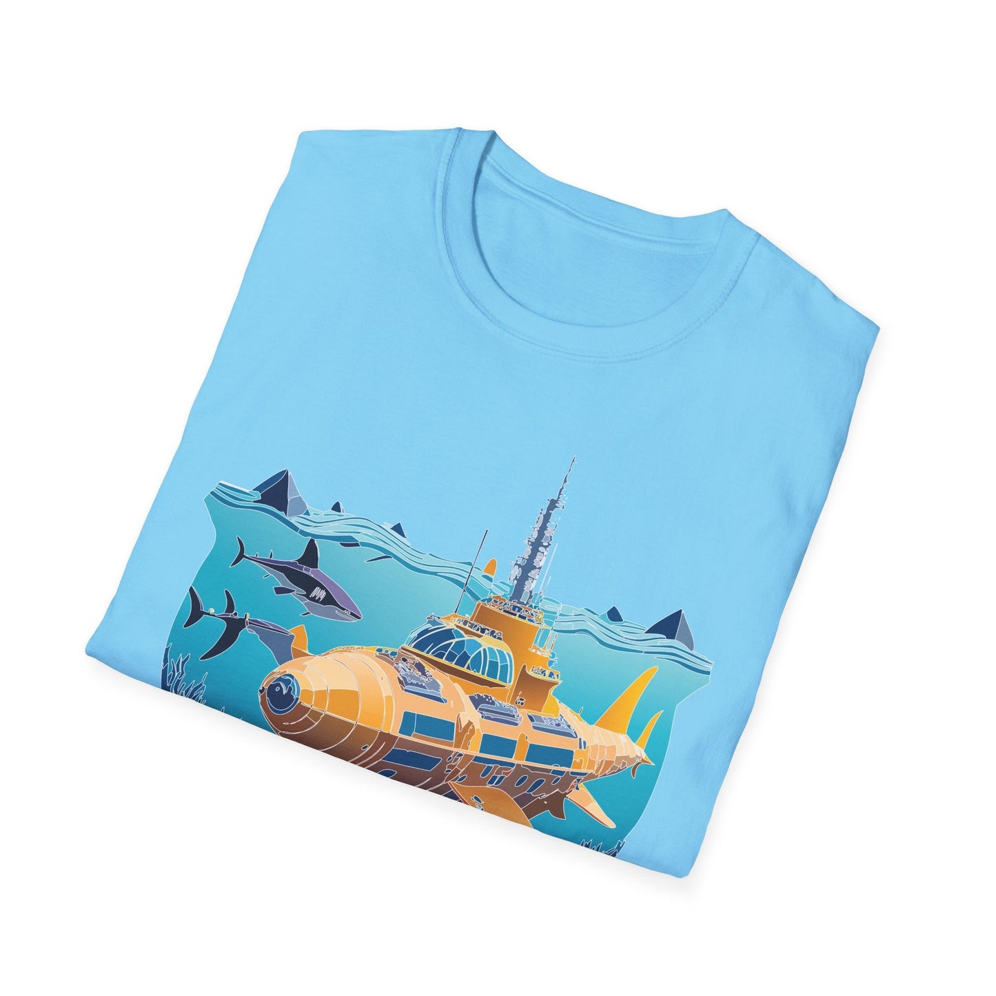 Ocean Tee Shirt Unisex Gildan Softstyle 64000 Ocean Theme Tee With U Boat Design