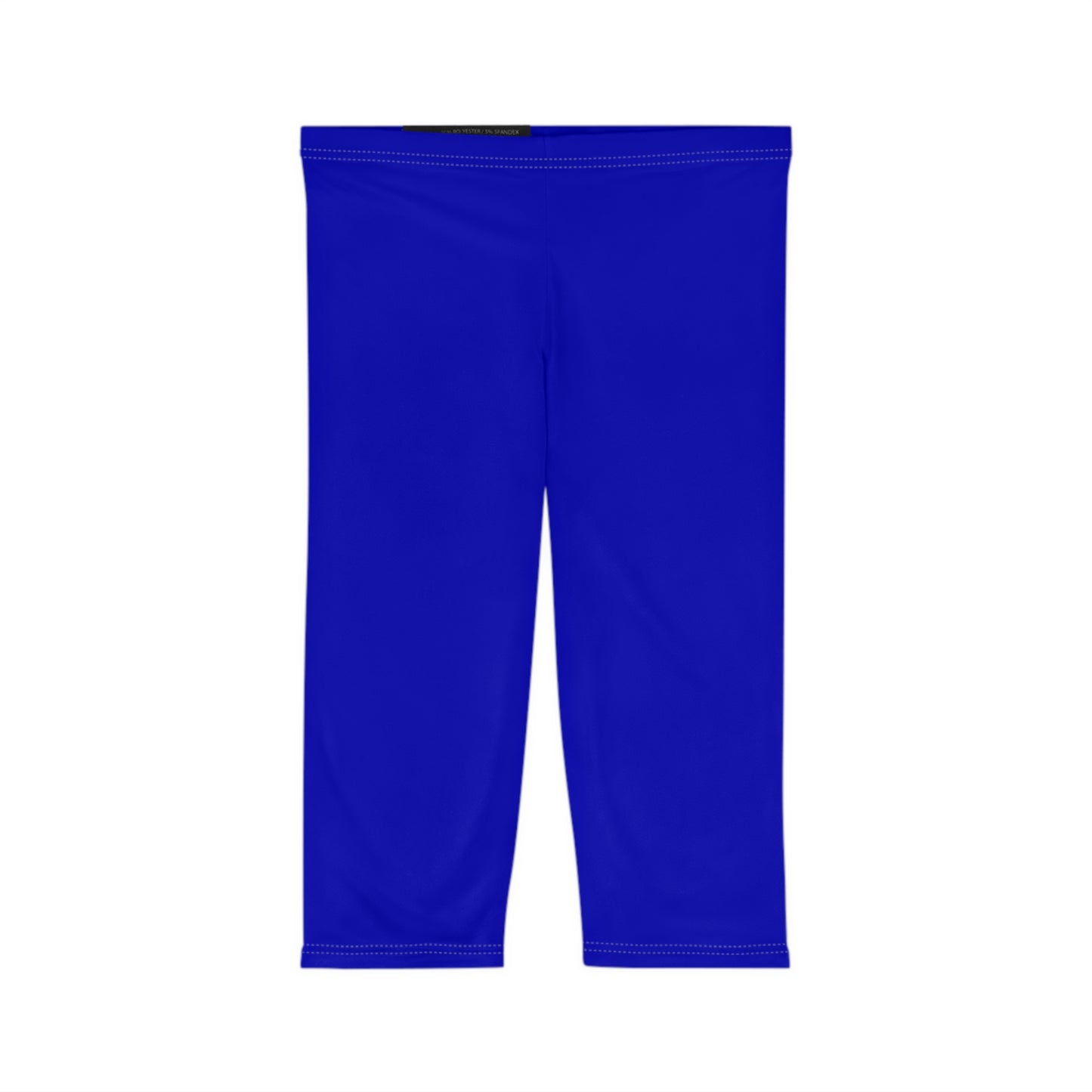 True Azure Blue Color Women's Brushed Suede Poly Span Casual Capri Leggings XS-2XL