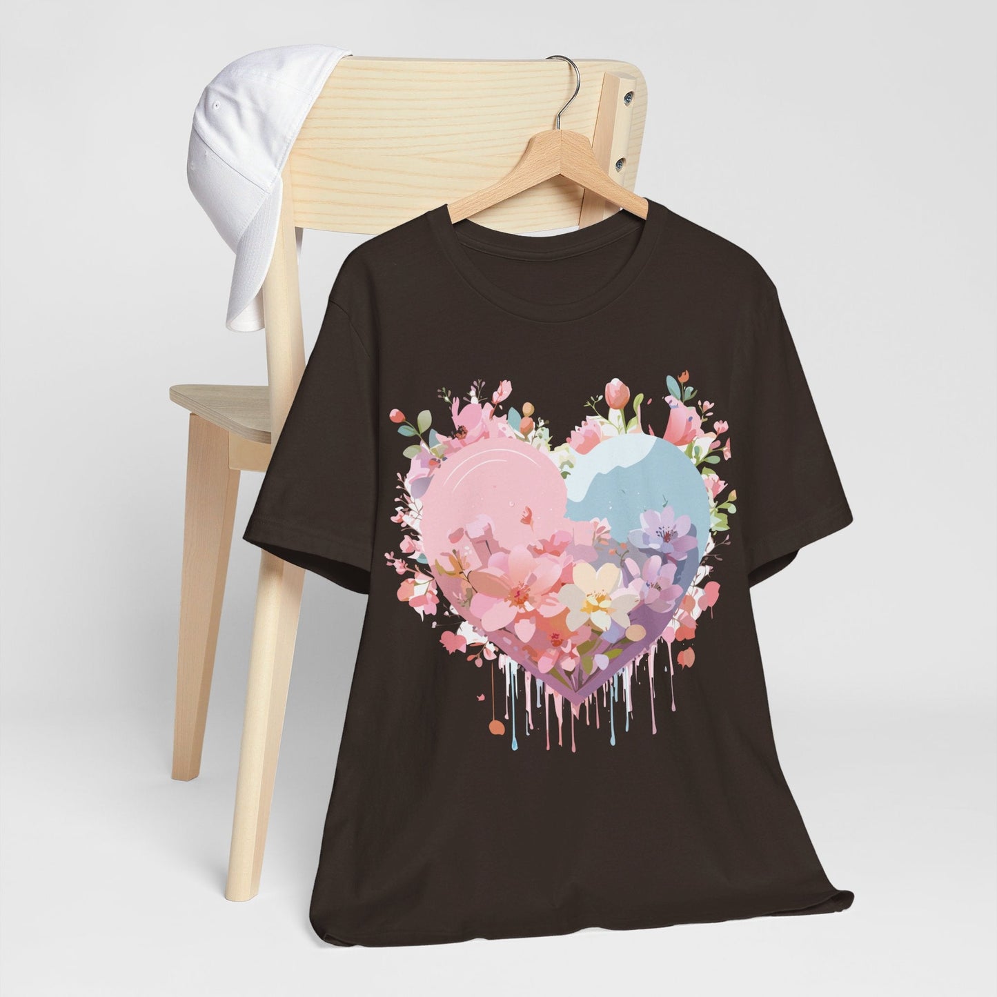 Valentine Day Graphic Unisex 100 Cotton Vintage Artwork with Love and Flower Design Tee 30