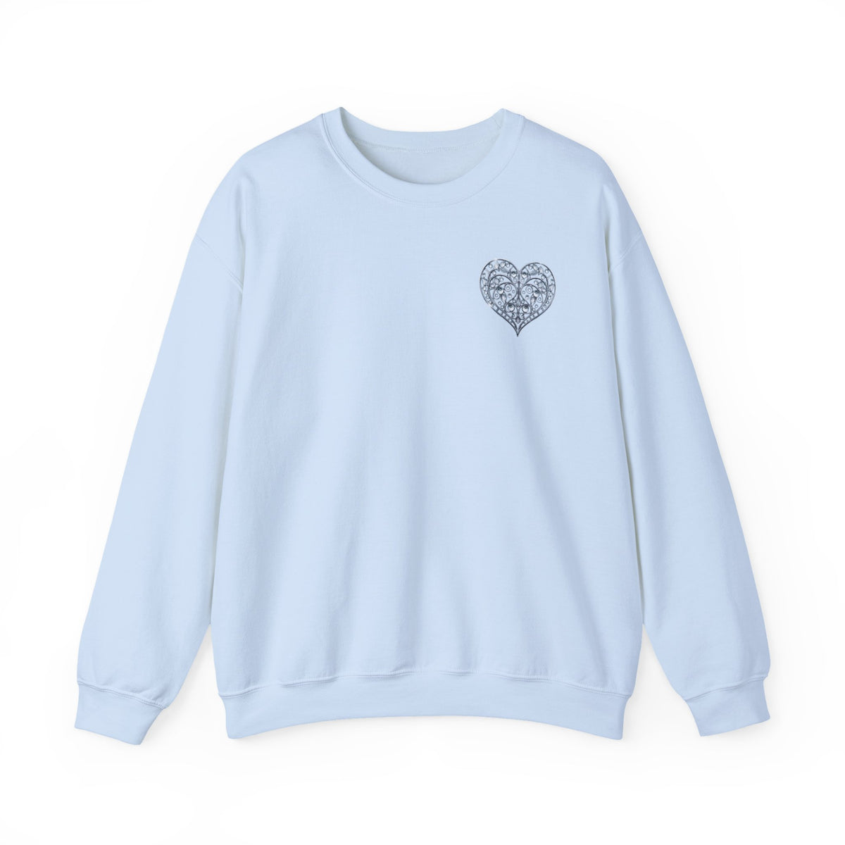 Small Crystal Heart Graphic Valentine's Day Sweatshirt Unisex 50/50 Cotton-Poly Sweatshirt w76