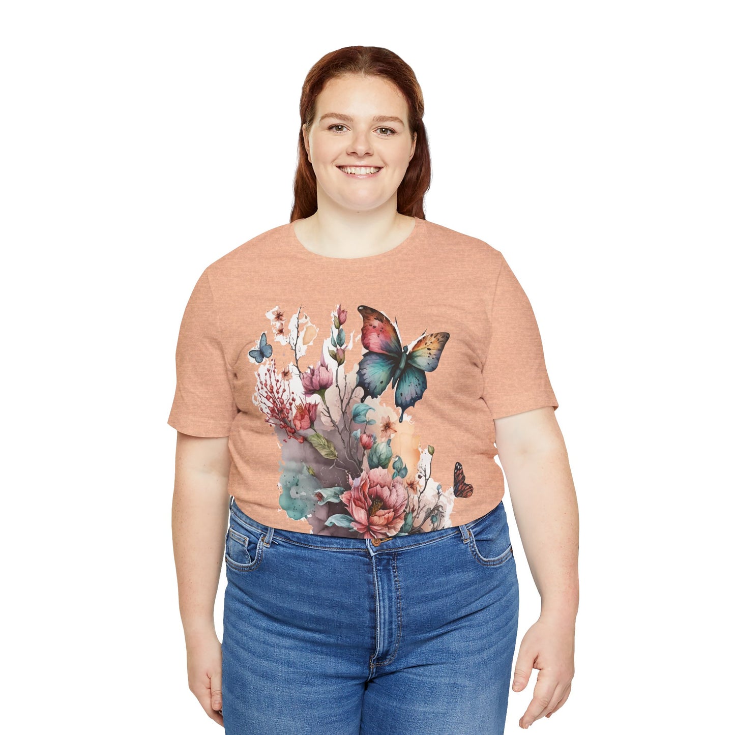 Cotton Tee Shirt with Butterfly Prints