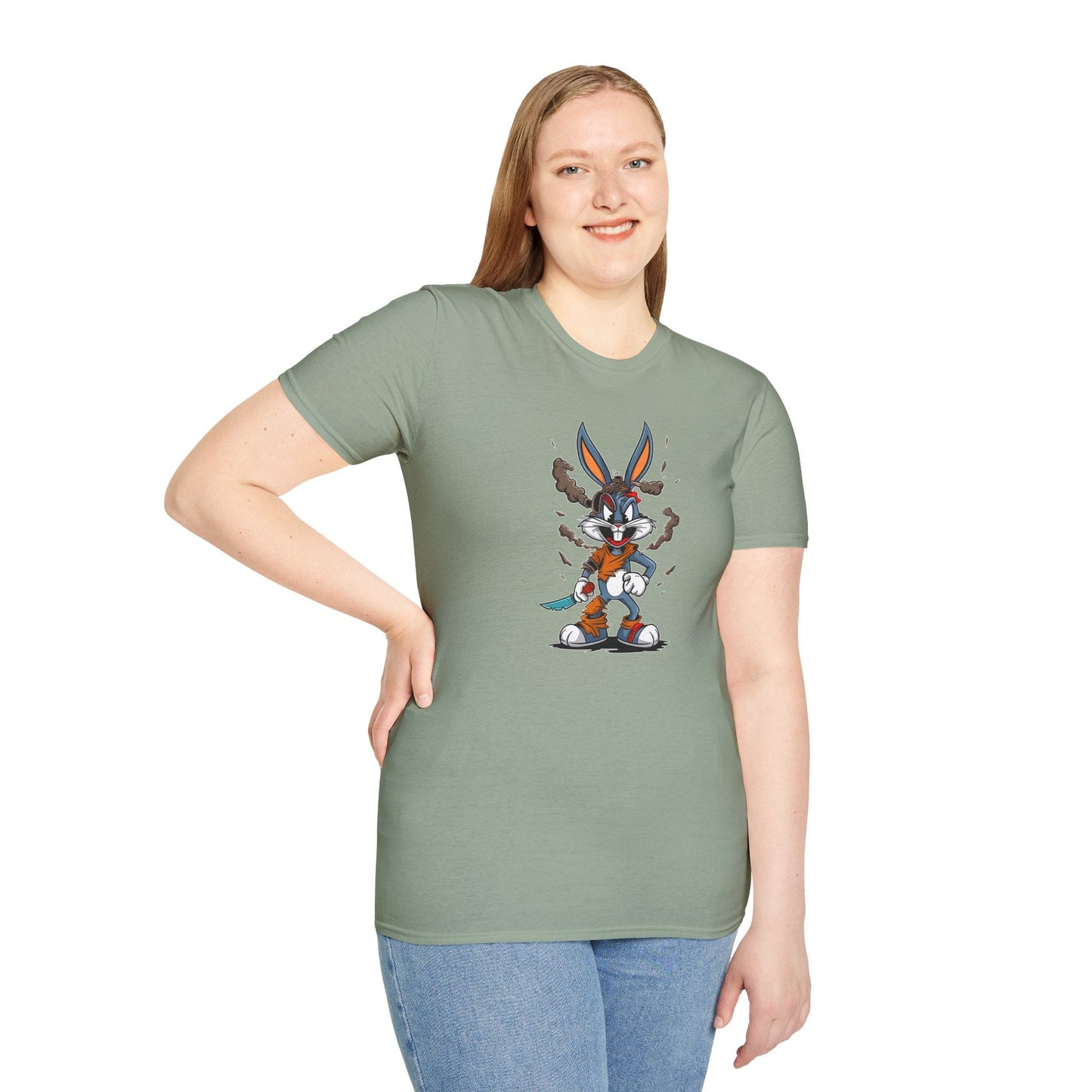 Cartoon Bunny Graphic Unisex Cotton Animal Animation Artwork Design Tee 35