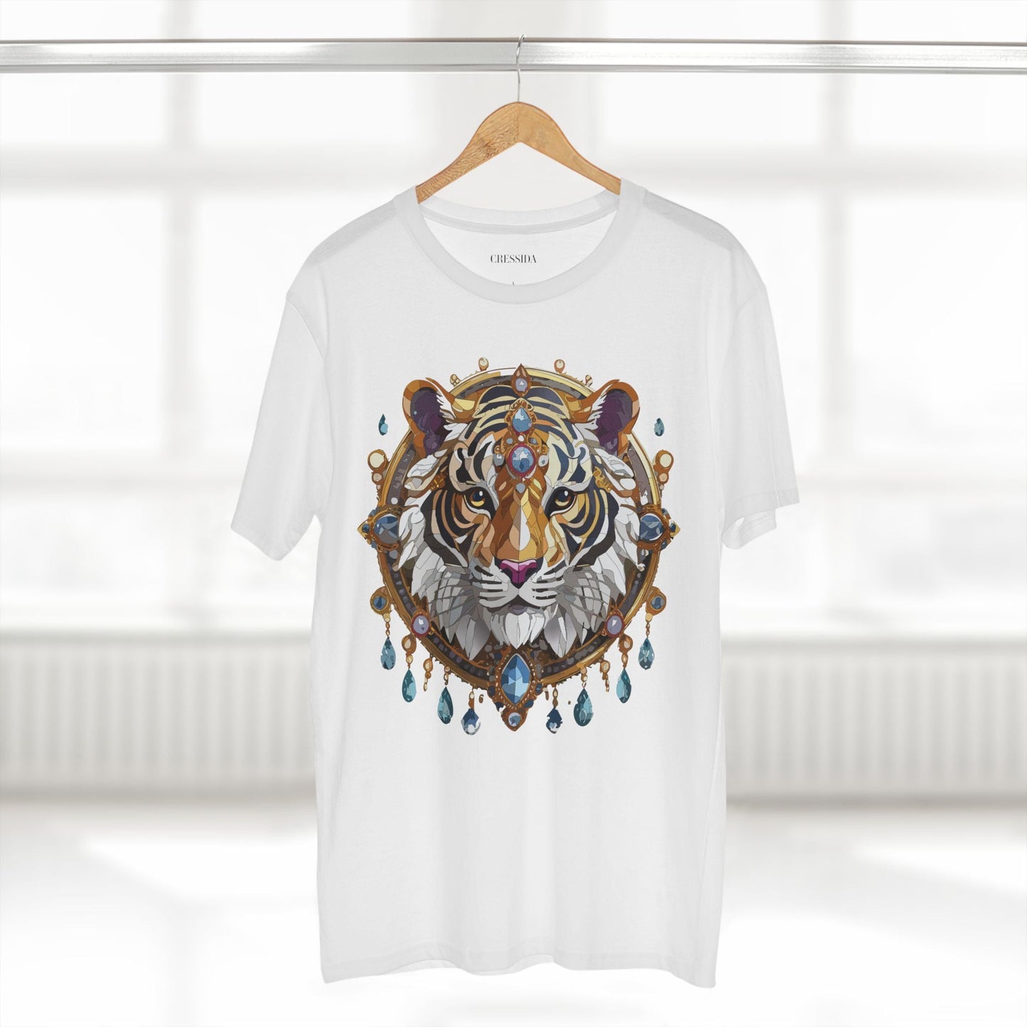 Tiger Graphic Unisex 100 Cotton Tee With Unique Animal Golden Medallion Art Design 55