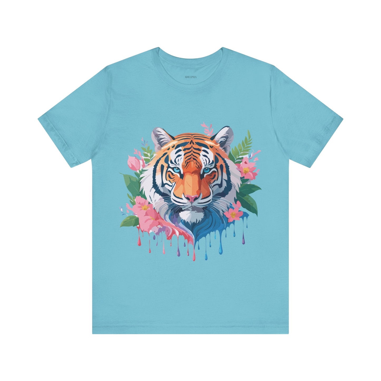 Tiger Graphic Tee Unisex Short Sleeve Shirt With Vintage Inspired Artwork By Adelpha