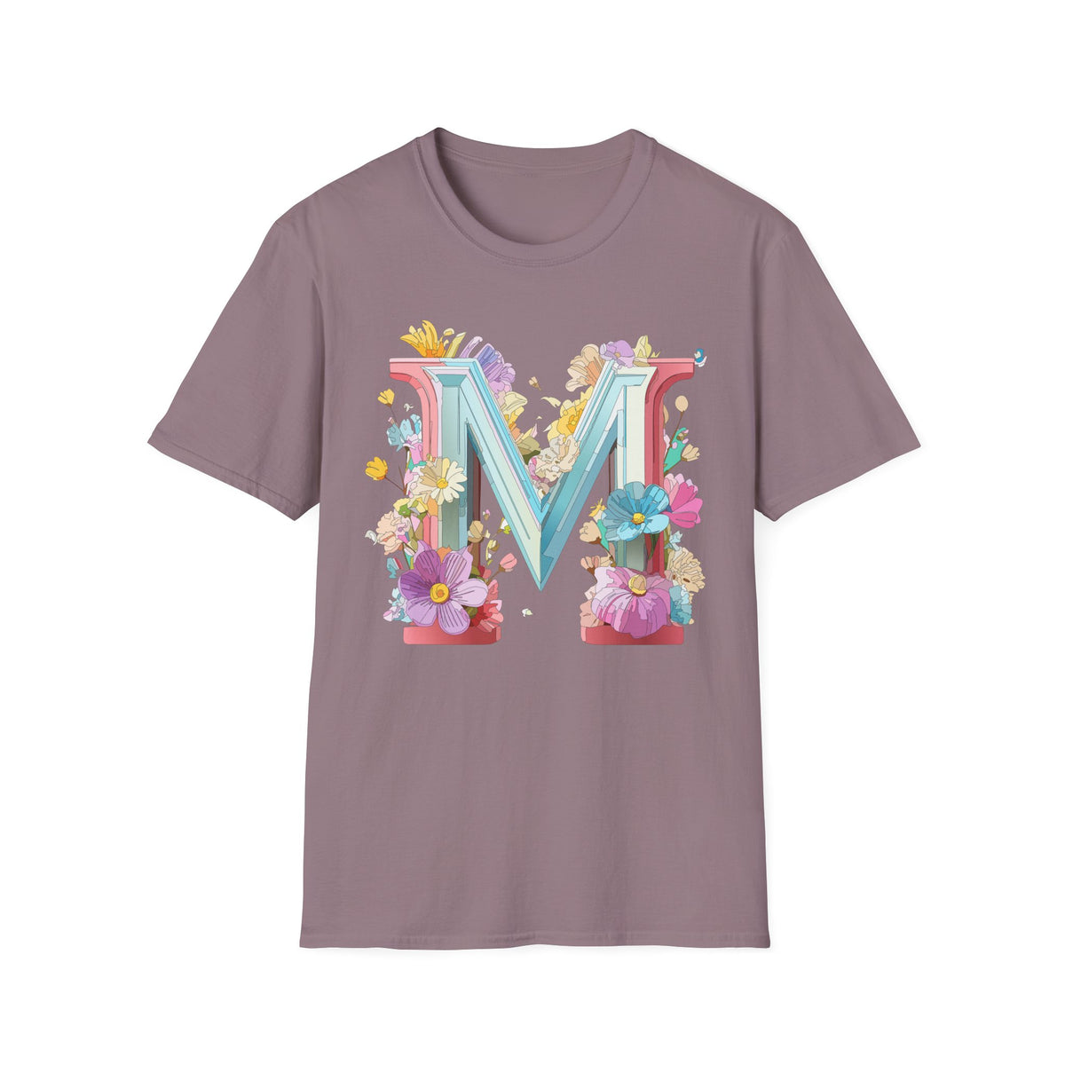 Floral Letter M T-Shirt | Monogram Initial Graphic Tee
