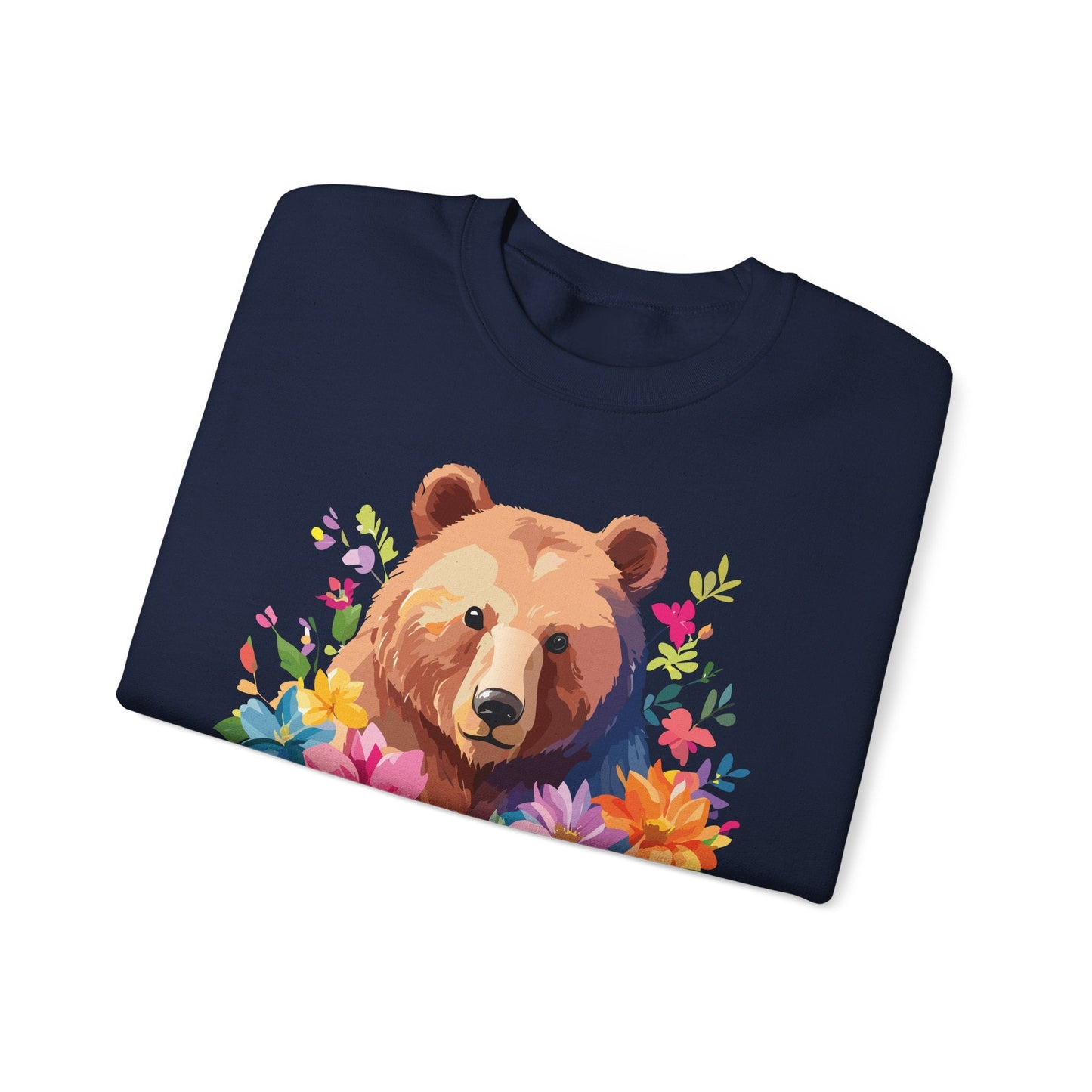 Unisex Floral Bear Sweatshirt With Art Design Animals Sweatshirt