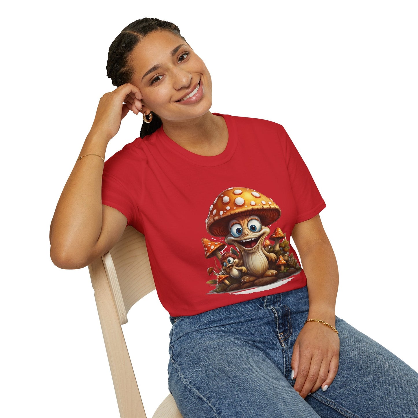 Funny Mashroom Graphic Unisex Softstyle Cotton With Cartoon Illustration Design 16