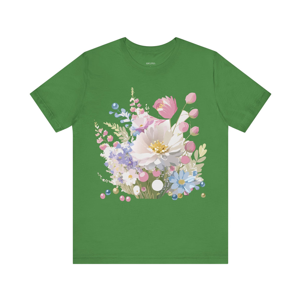 Floral Graphic Unisex Cotton Bella+Canvas Tee with Flowers Art Design n121