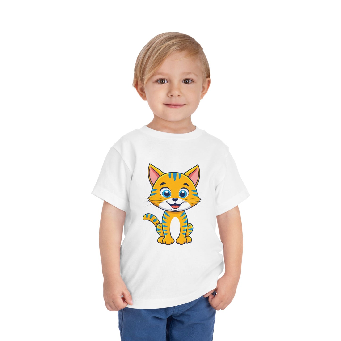 Bonita camiseta de manga corta para niños pequeños con gato: adorable camiseta con gráfico de gatito para niños (2 a 5 años)