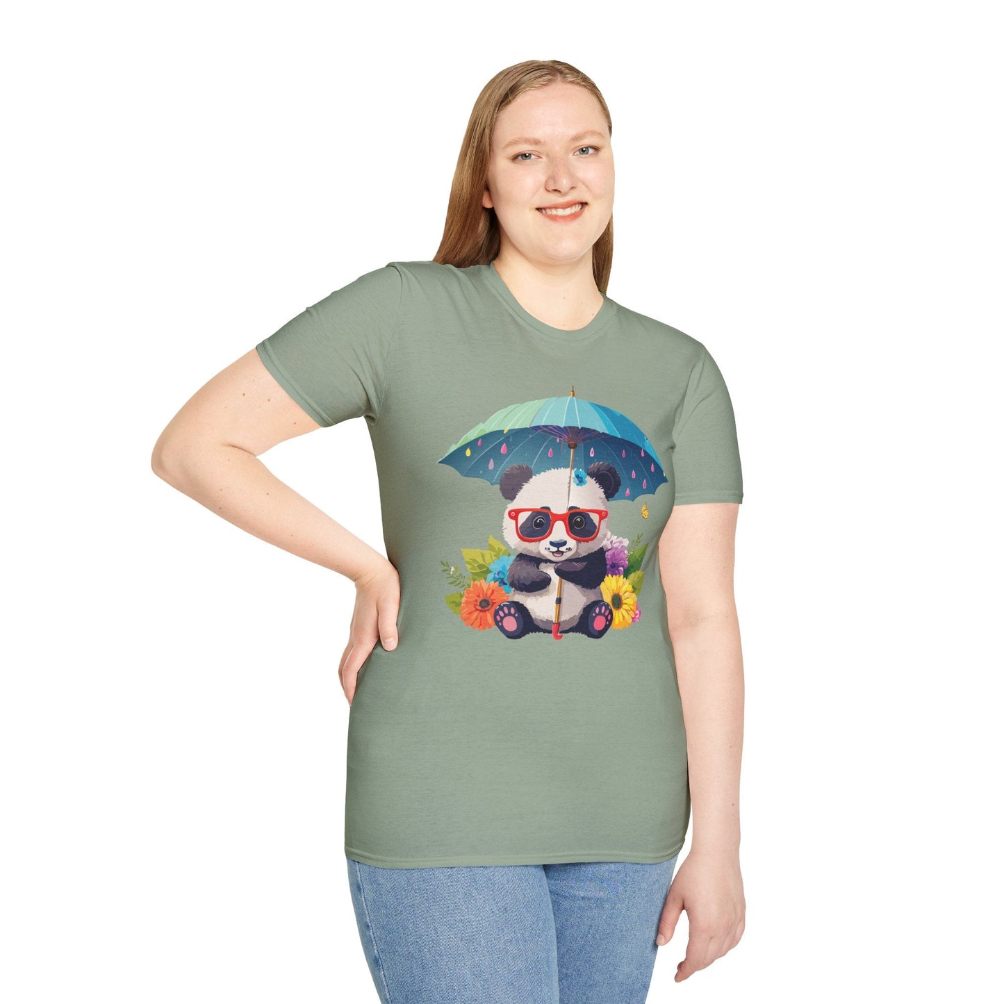 Panda Shirt Unisex Tee 100 Percent Ring Spun Cotton Softstyle Gildan 64000 Animal Print