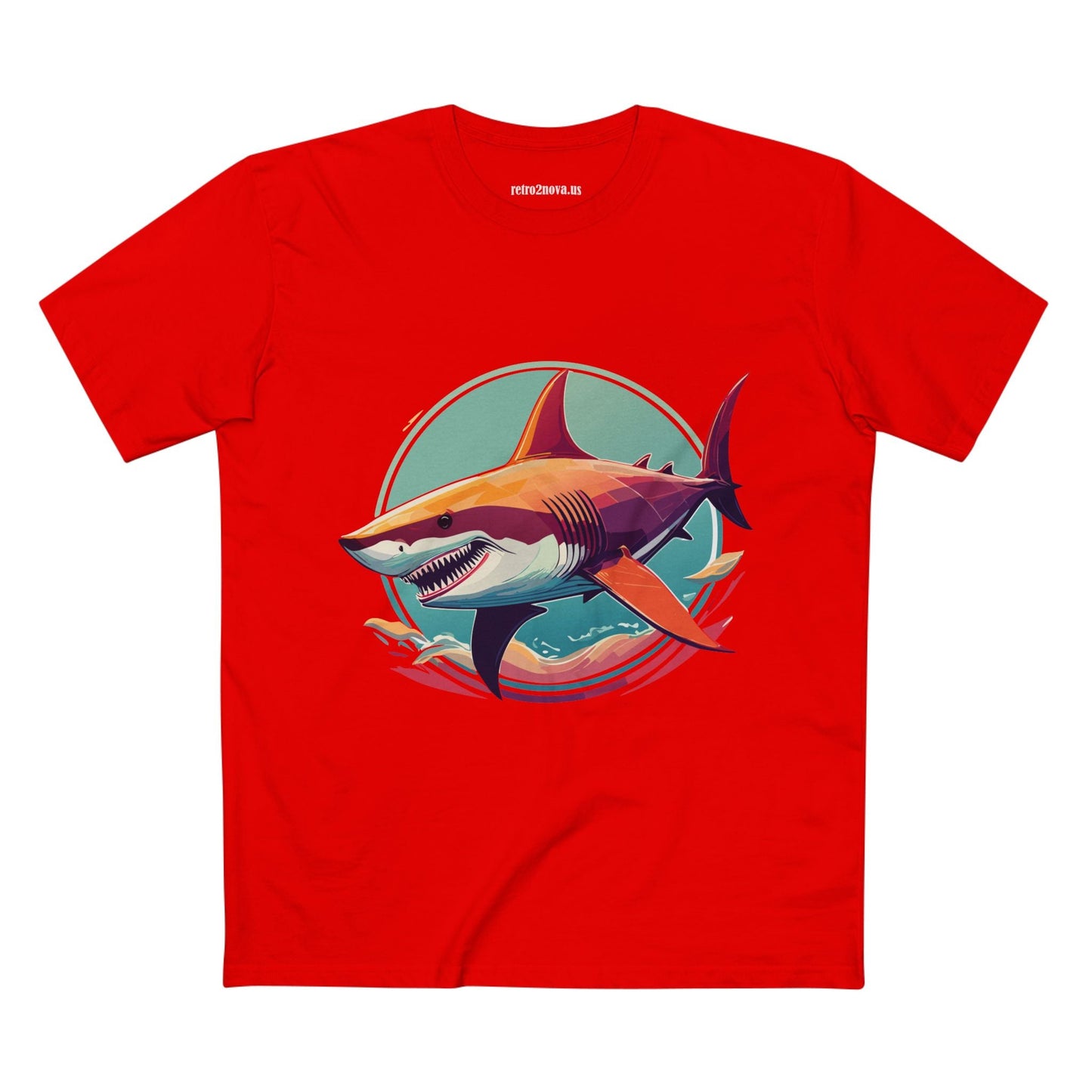 Unisex Animals Shark Shirt Premium Cotton Staple Tee With Original Art Design By Retro2Nova From Exclusive Art Collection