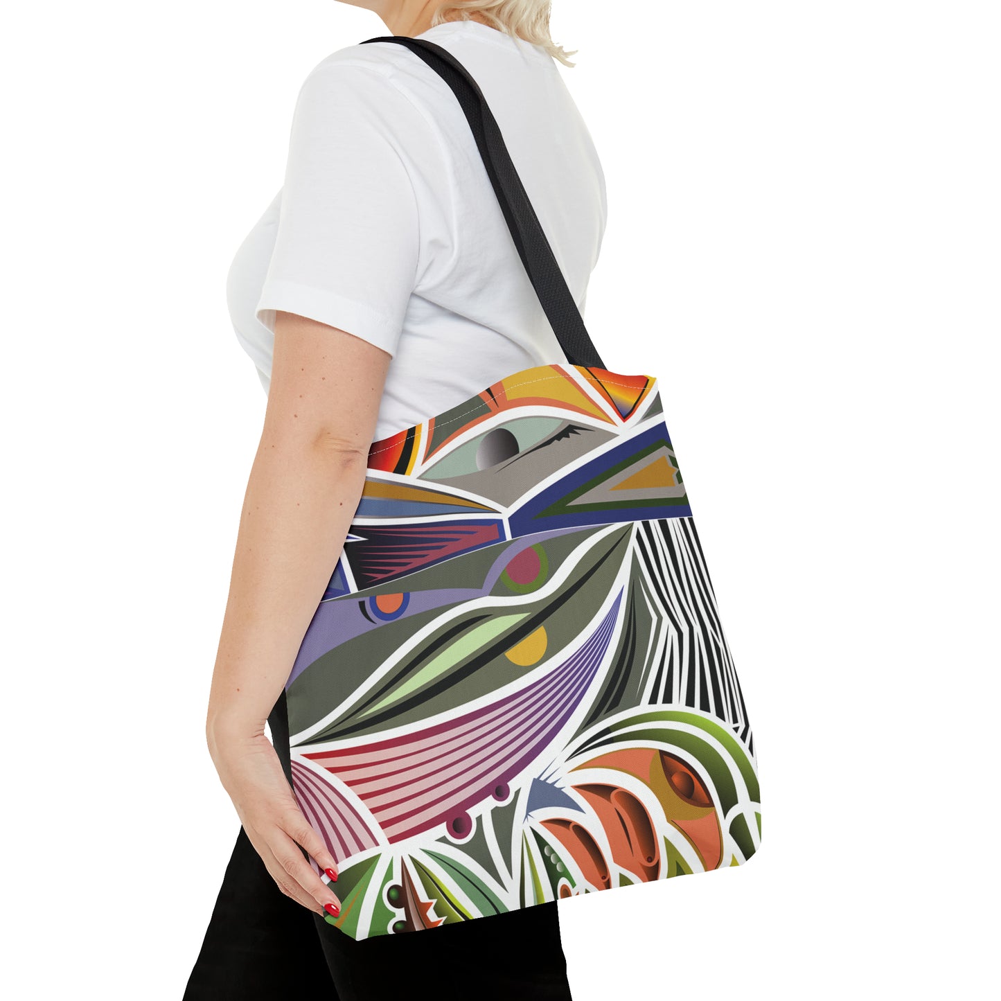 Canvas Bag with Abstract Prints