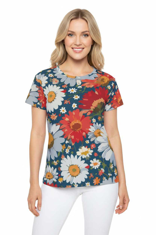 Women Poly Shirt with Floral Print F239