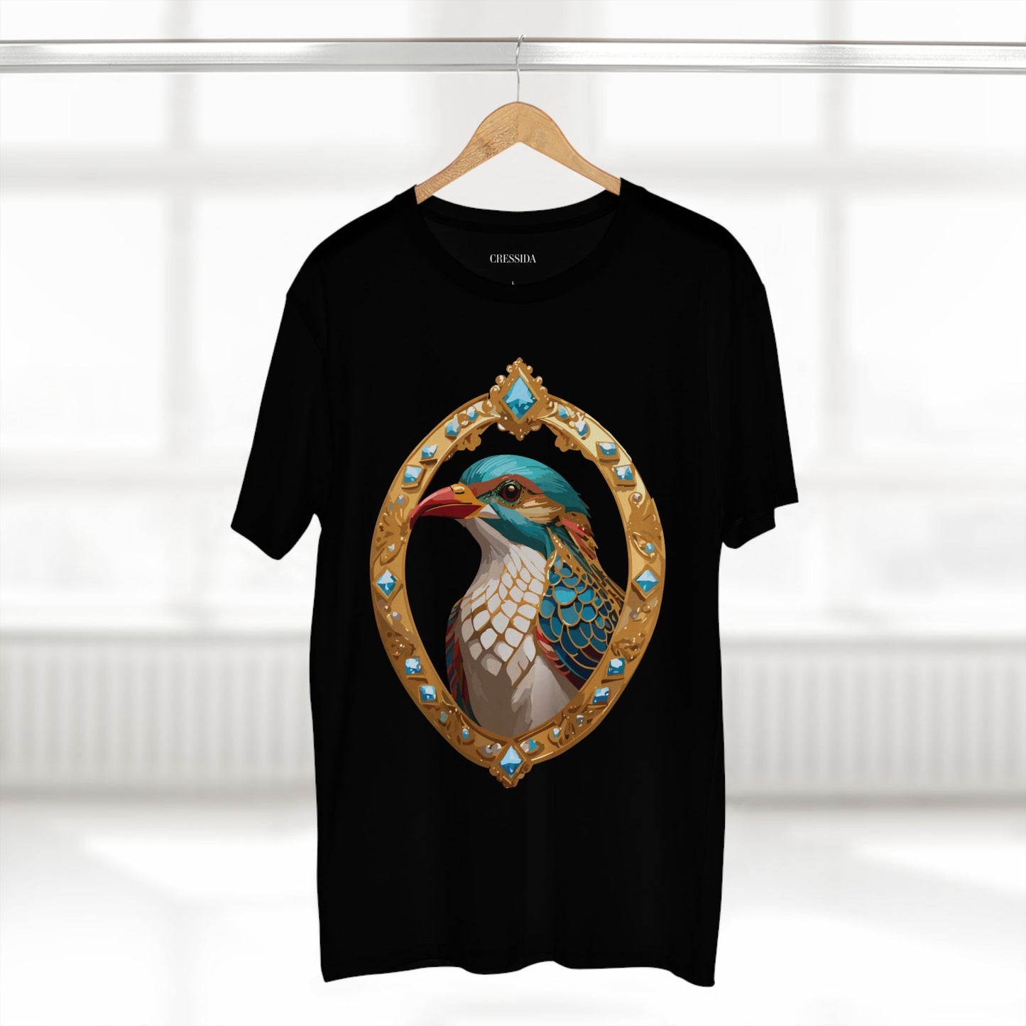 Bird Graphic Unisex 100 Cotton Tee With Unique Animal Golden Medallion Art Design 22