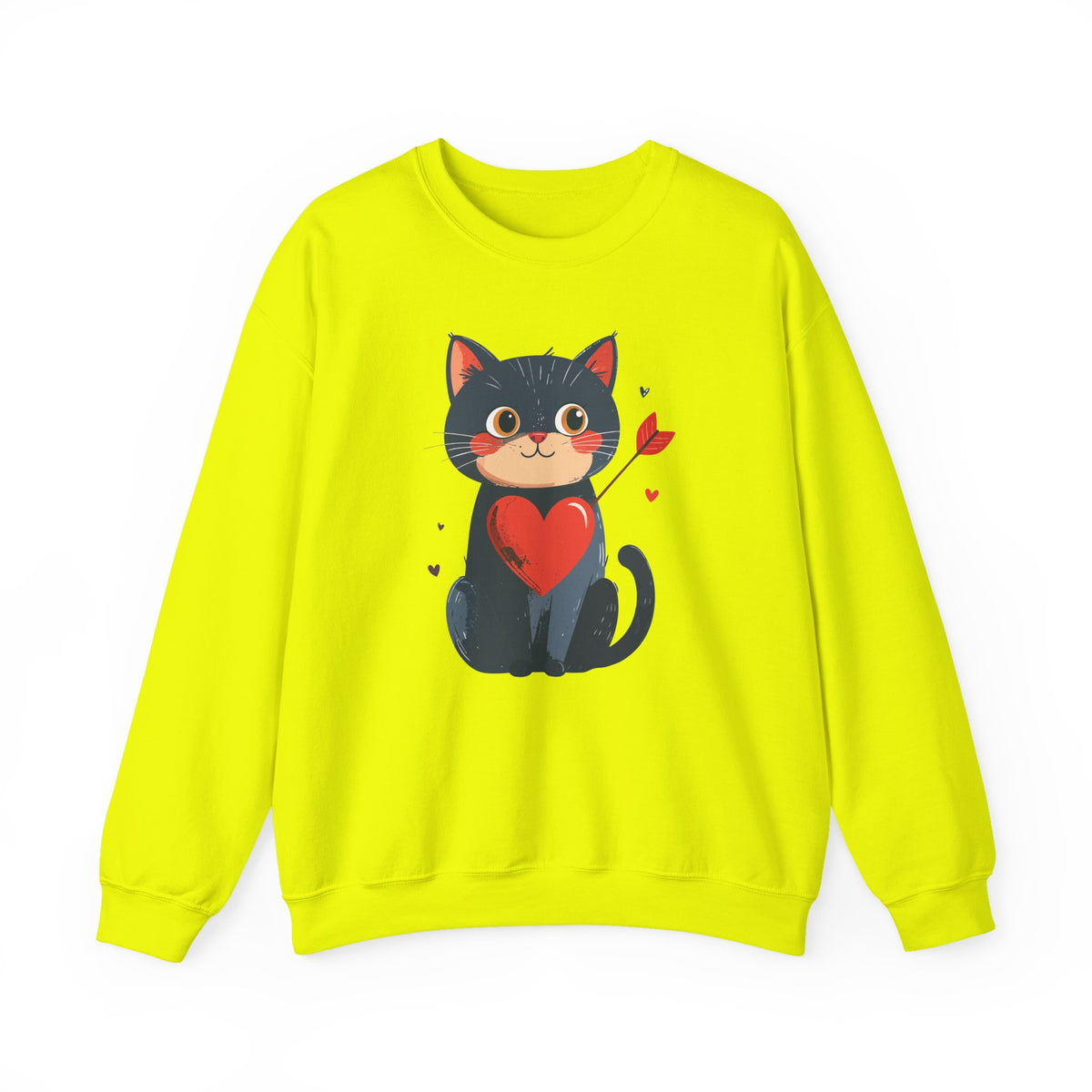 Cat Heart Sweatshirt, Heart Sweatshirt, Cat Sweatshirt, Valentine's Day Sweatshirt, 50/50 Cotton-Poly Animal Sweatshirt 108