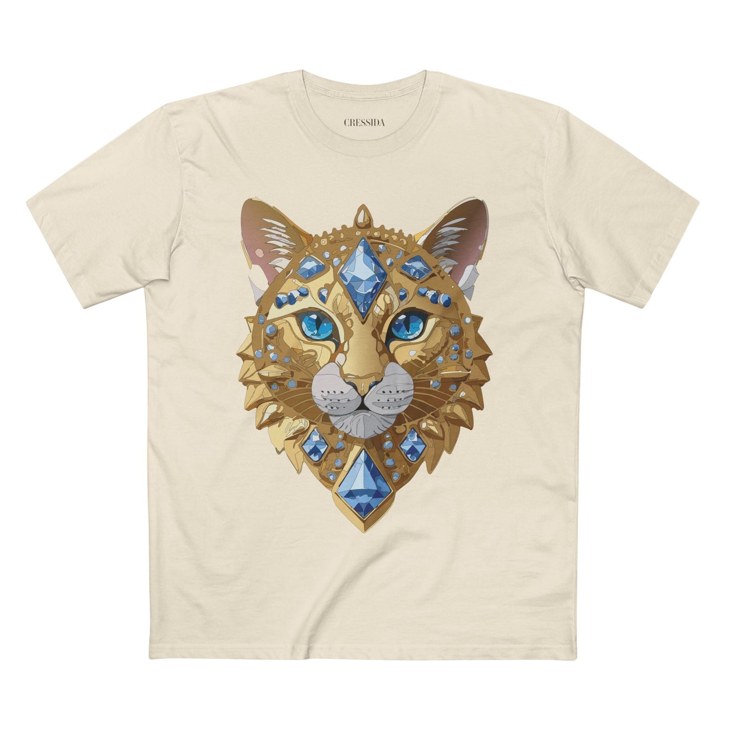 Cat Graphic Unisex 100 Cotton Tee With Unique Animal Golden Medallion Art Design 12