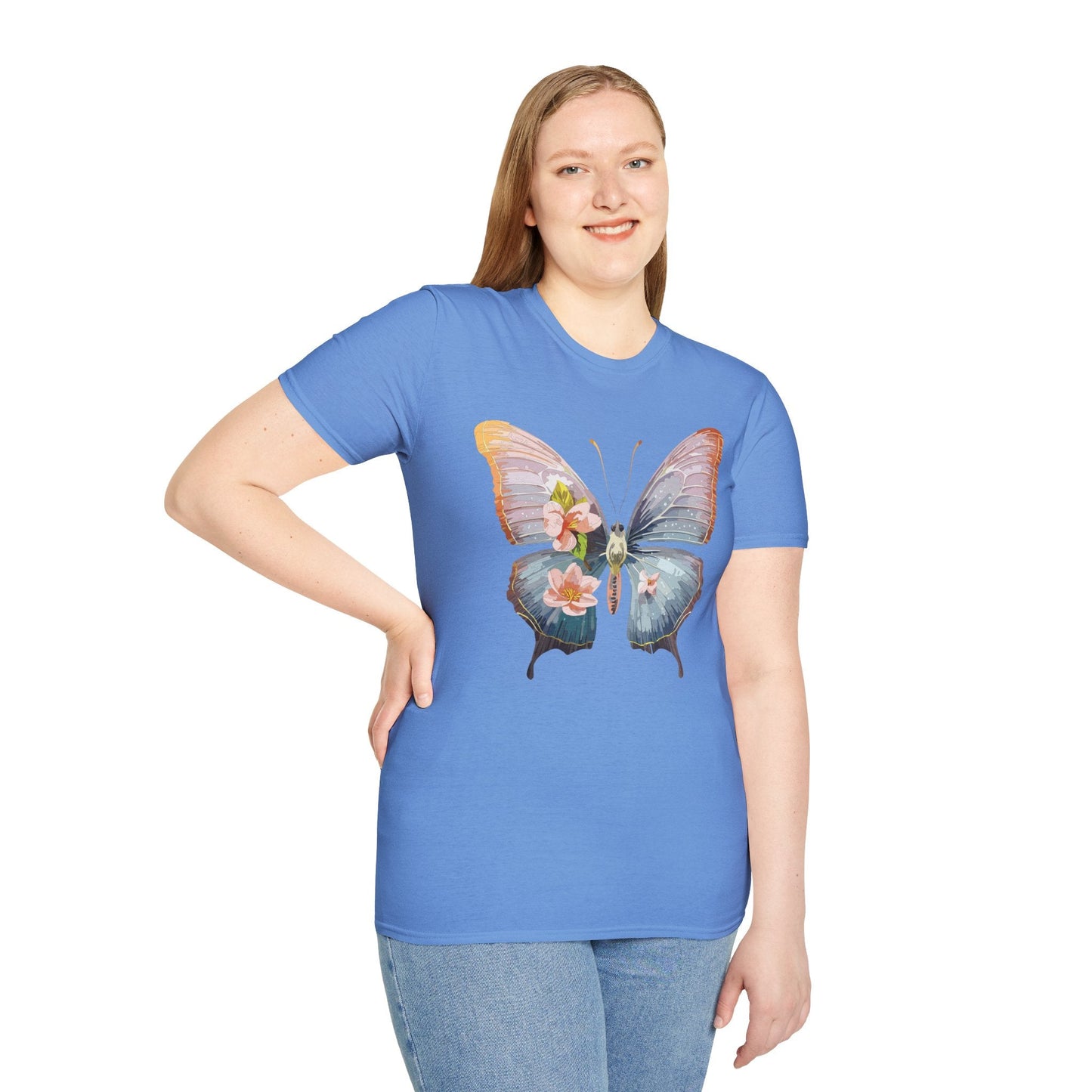 Butterfly Print T Shirt For Men Women Unisex Monarch Design Softstyle Cotton Tee
