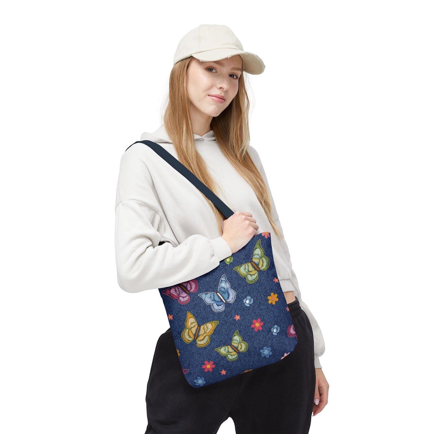 Denim Fabric Imitation Print Unisex Canvas Bag Poly Spun 3 Sizes Tote Bag 166