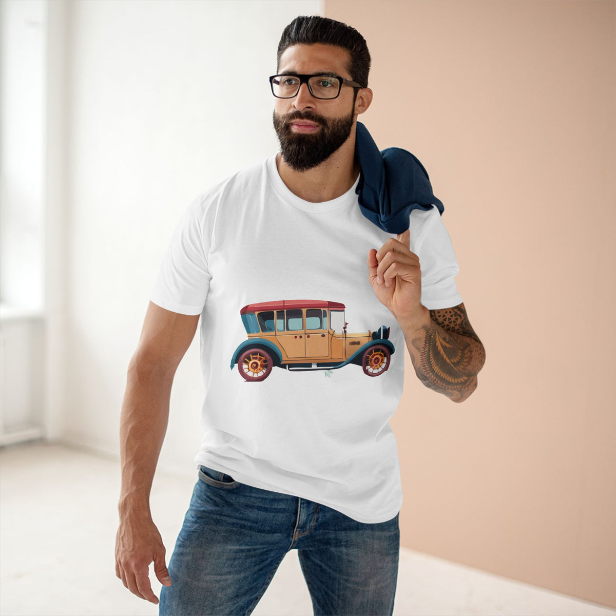 Retro Car Vintage Graphic Tee Staple Unisex 100 Cotton Tee Shirt - RC-5