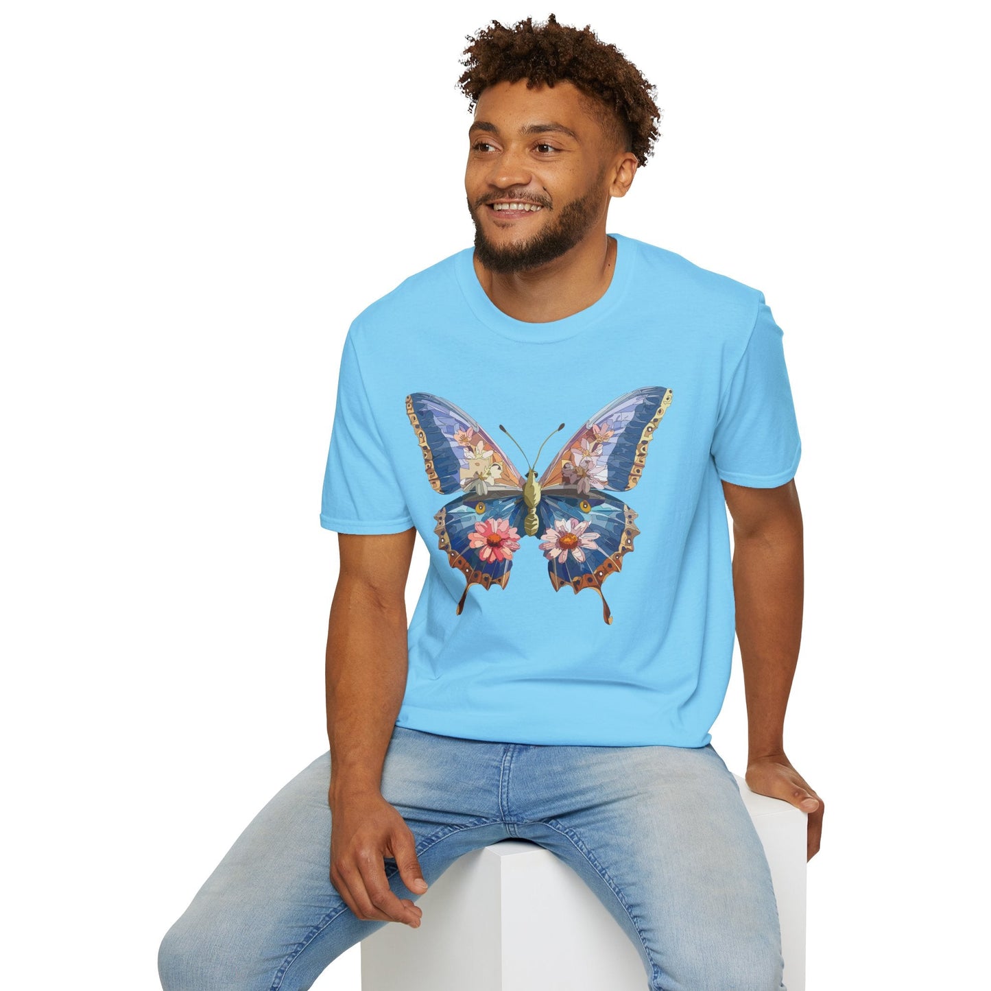 Butterfly T Shirt Unisex Softstyle 64000 Gildan Monarch Design 100 Percent Ring Spun Cotton Tee