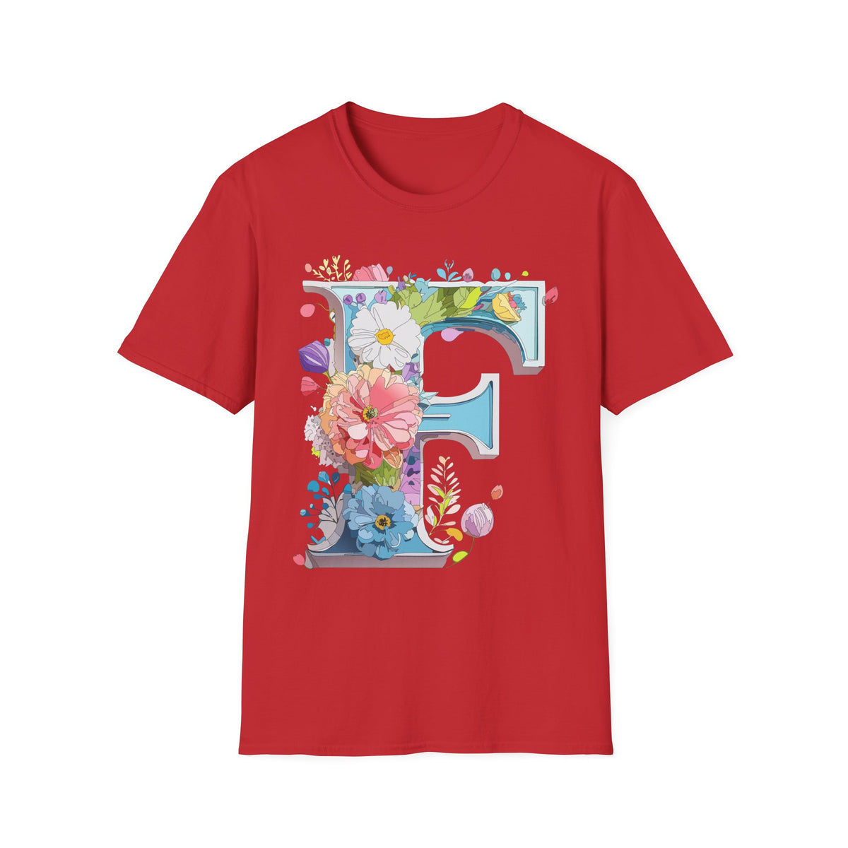 Floral Letter F T-Shirt | Botanical Initial Tee