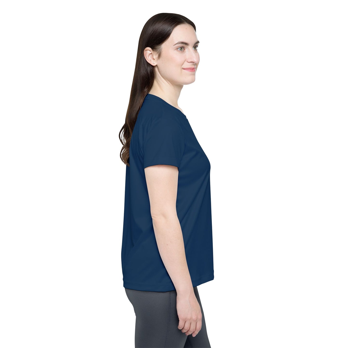 Deep Space Blue Web Women's Sports Jersey Short Sleeves 100% Poly Solid Navy Color Print Athletic Tee