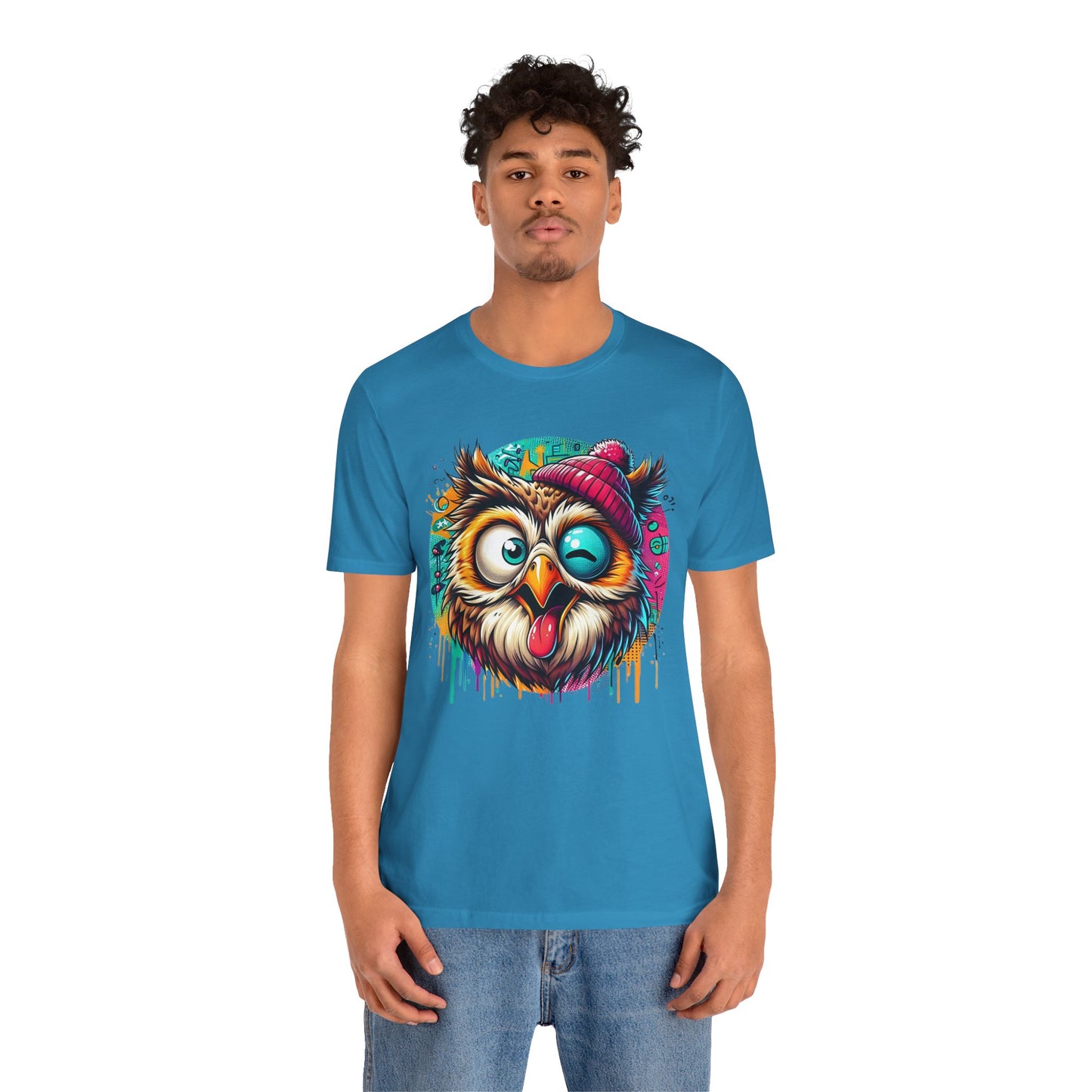 Colorful Owl Graphic Tee, Fun Owl Shirt, Funny Bird Shirt, Cute Cartoon Tees, Animal T-Shirt, Animal Tees, Art Design T-Shirt