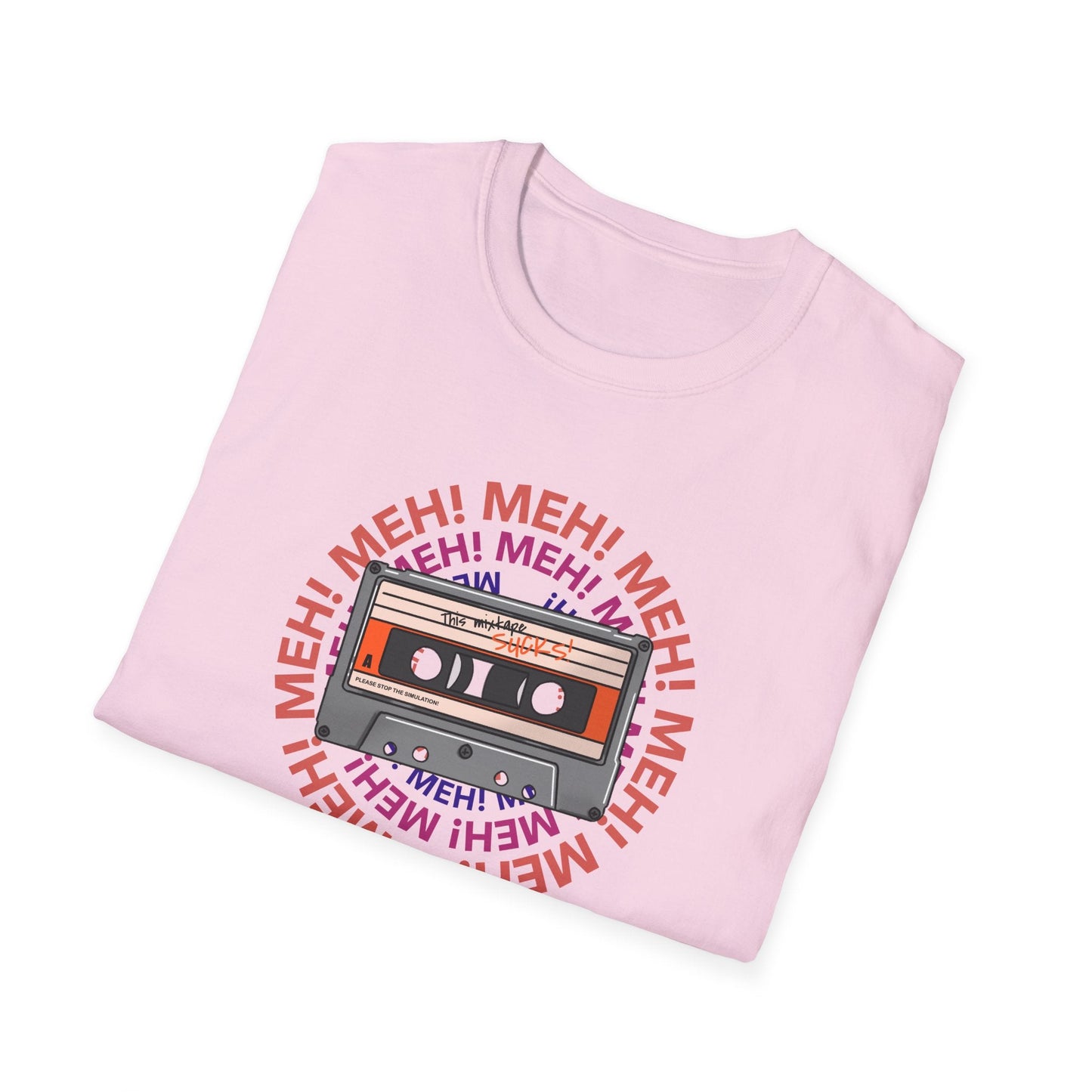 Cassette Tape Meh Graphic T-Shirt Unisex Cotton Retro Funny Music Tee