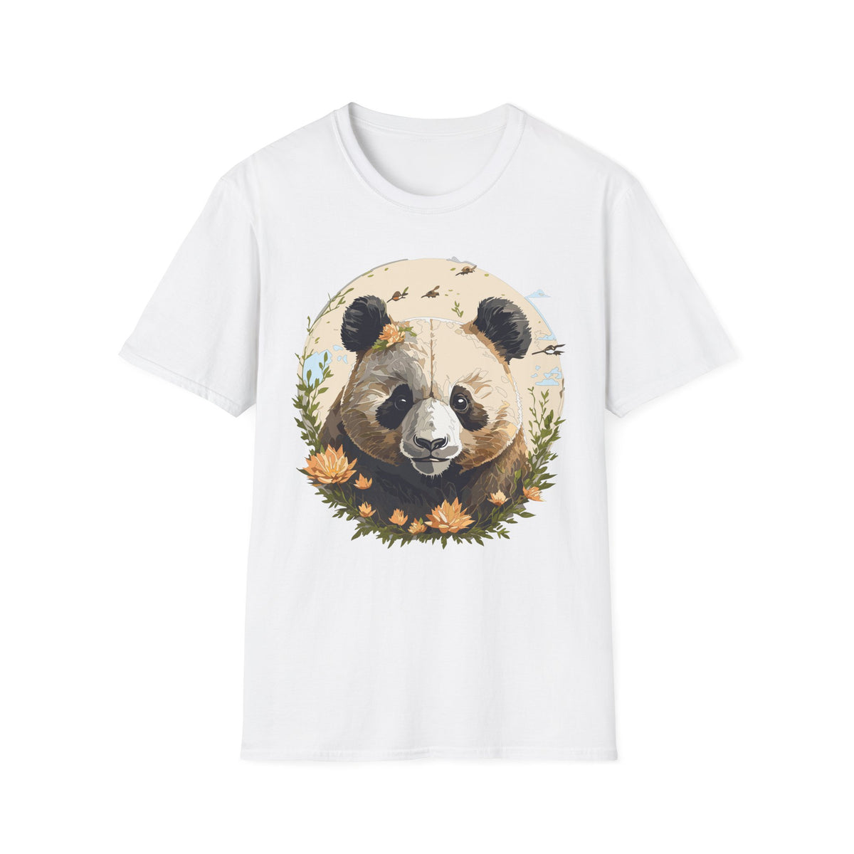 Floral Panda Illustration T-Shirt | Cute Bamboo Bear Graphic Tee