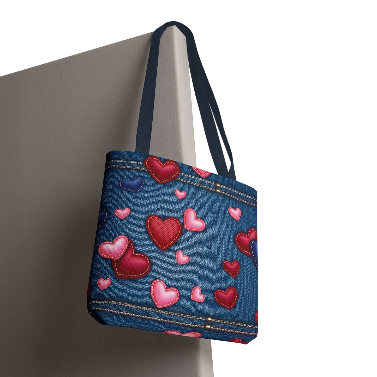 Love Day Graphic Design Denim Fabric Imitation Print Unisex Canvas Bag POLY 3 Sizes Tote Bag 201-29