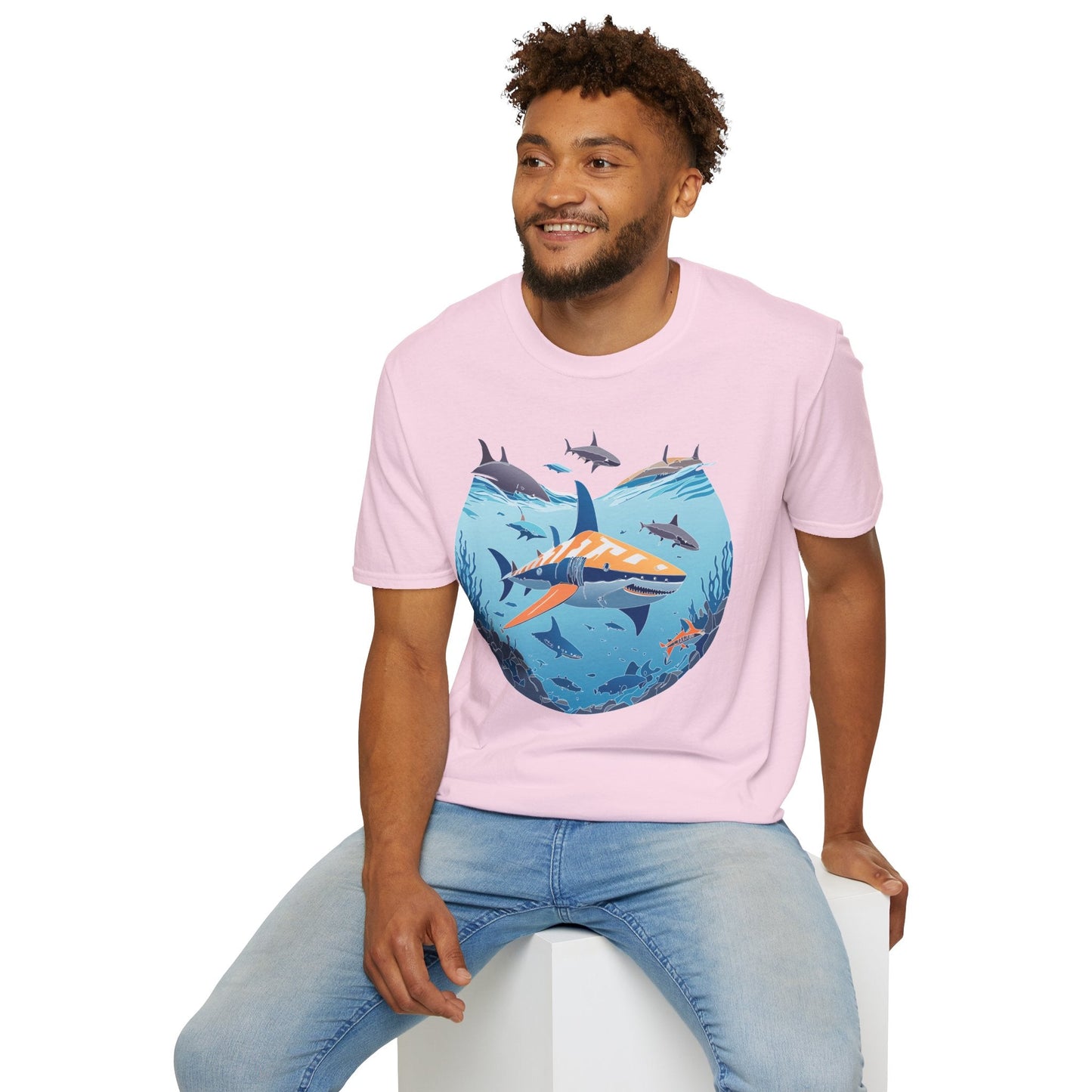 Ocean Tee Shirt Unisex Softstyle Gildan 64000 100 Percent Ring Spun Cotton Breathable U Boat Design