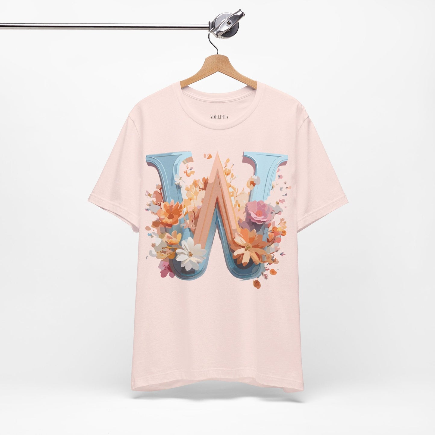 Letter W Shirt Unisex Graphic Tee Vintage Inspired Adelpha Art Design Short Sleeve