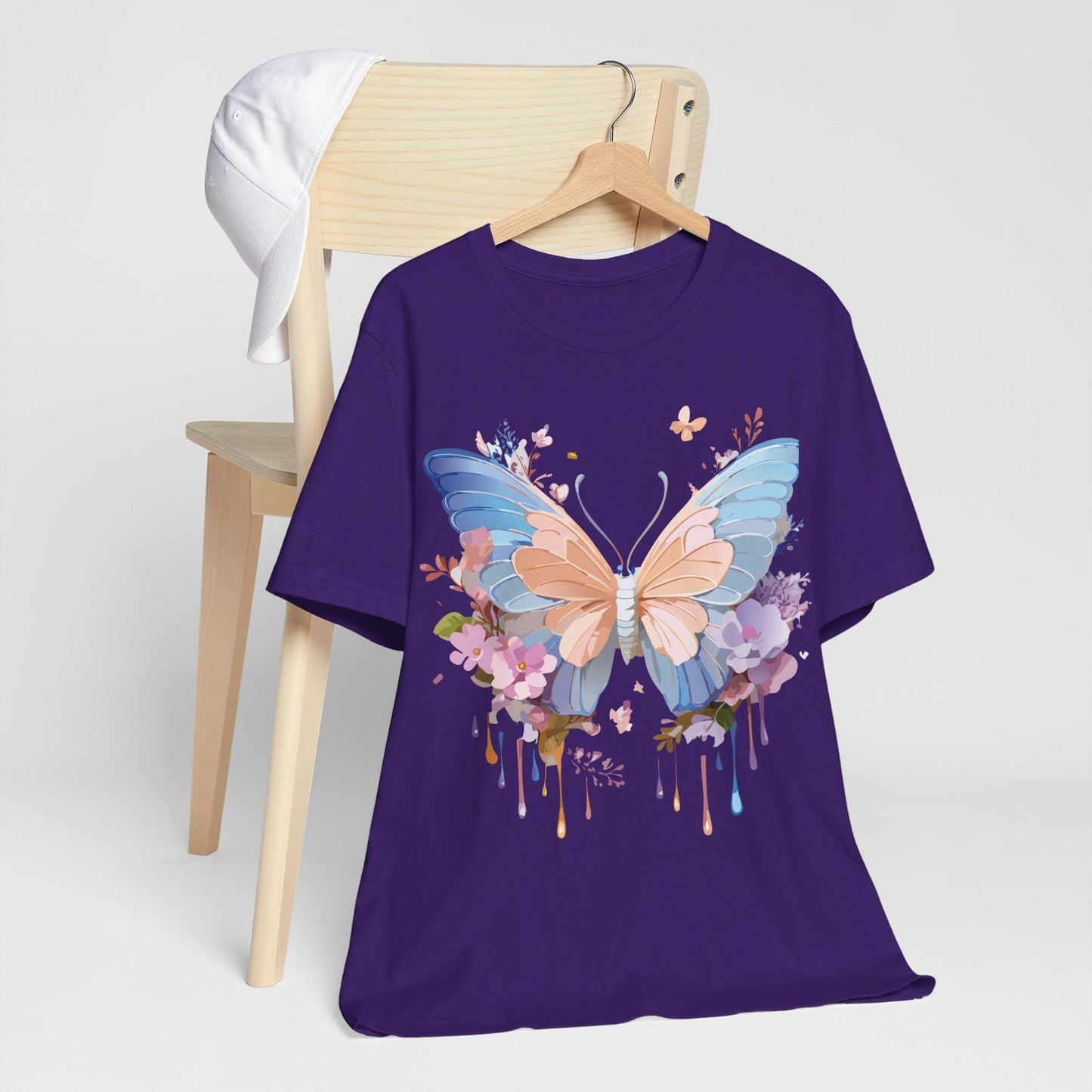 Butterfly Graphic Unisex 100 Cotton Lightweight Vintage Floral Design Jersey Tee 2