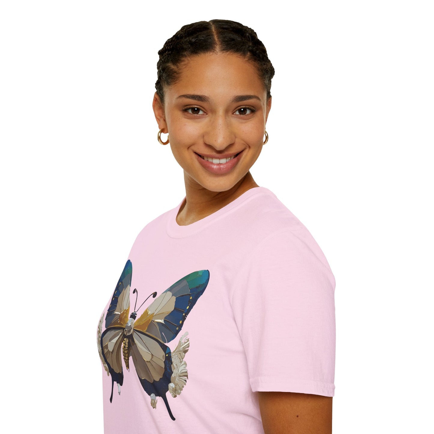 Butterfly Themed Unisex T Shirt With Monarch Design Gildan Softstyle 64000 Premium Ring Spun Cotton