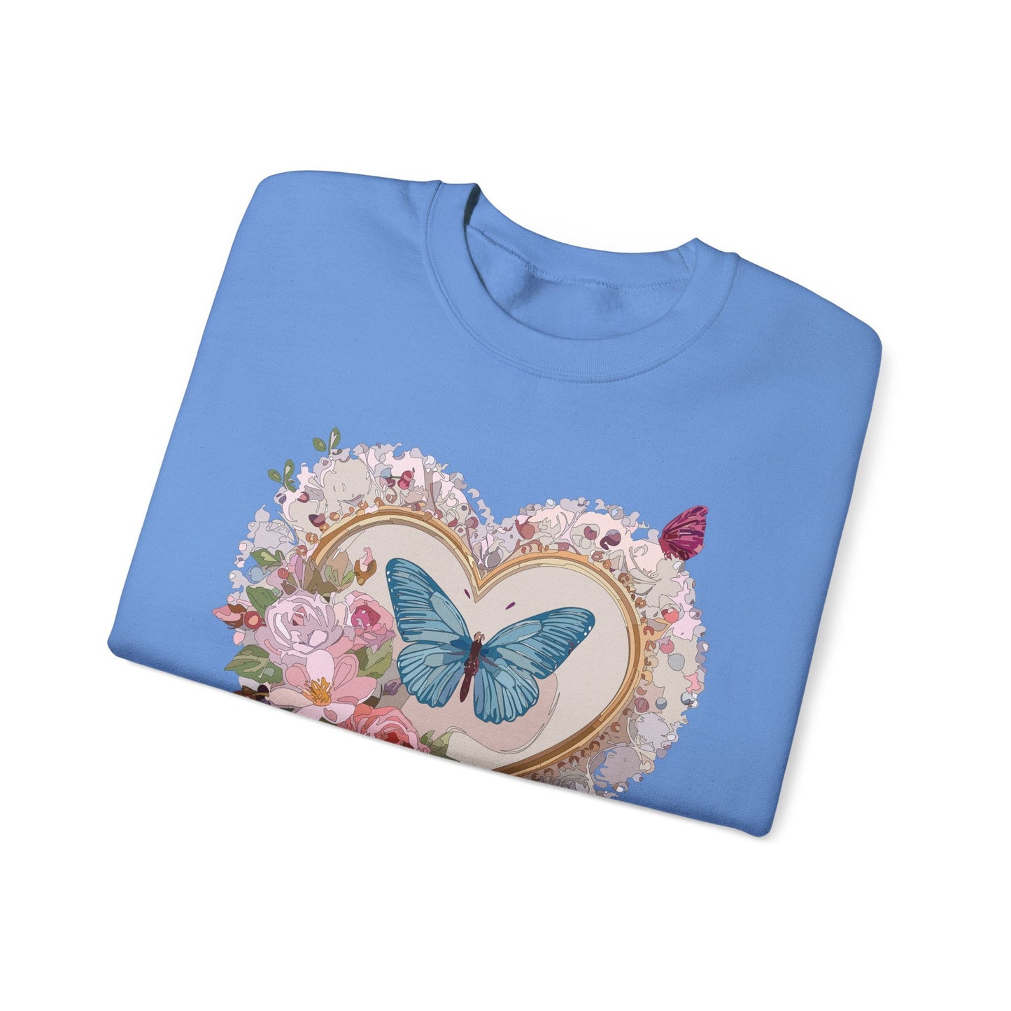 Floral Heart Unisex Crewneck Sweatshirt Valentines Floral Love Gildan 18000 Heavy Blend