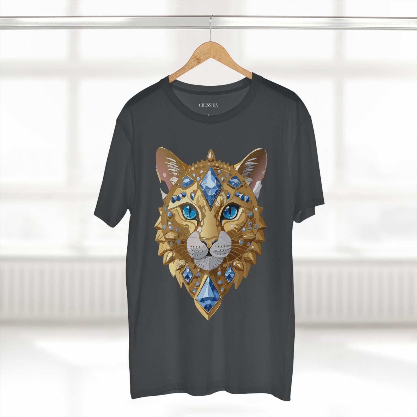 Cat Graphic Unisex 100 Cotton Tee With Unique Animal Golden Medallion Art Design 12