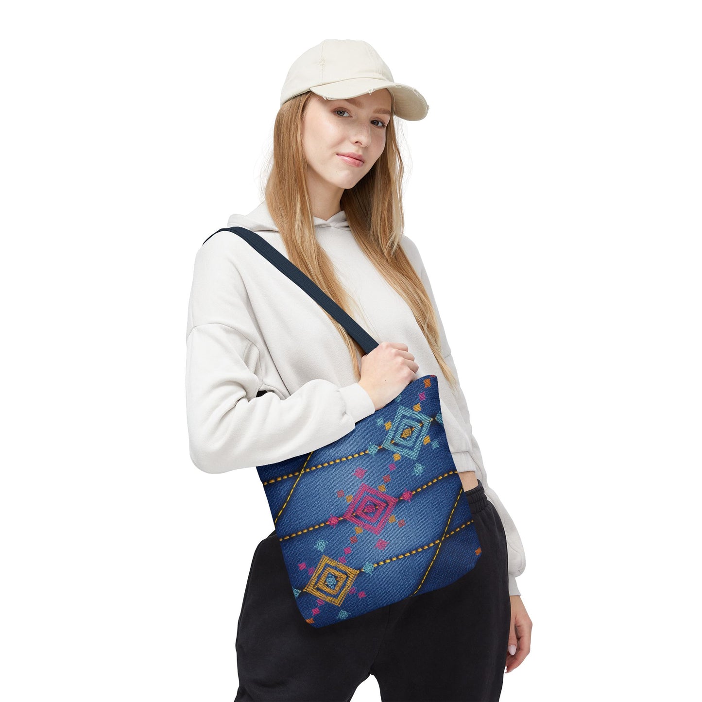 Diwali Graphic Denim Fabric Imitation Print Unisex Canvas Bag Poly Spun 3 Sizes Tote Bag 205-22