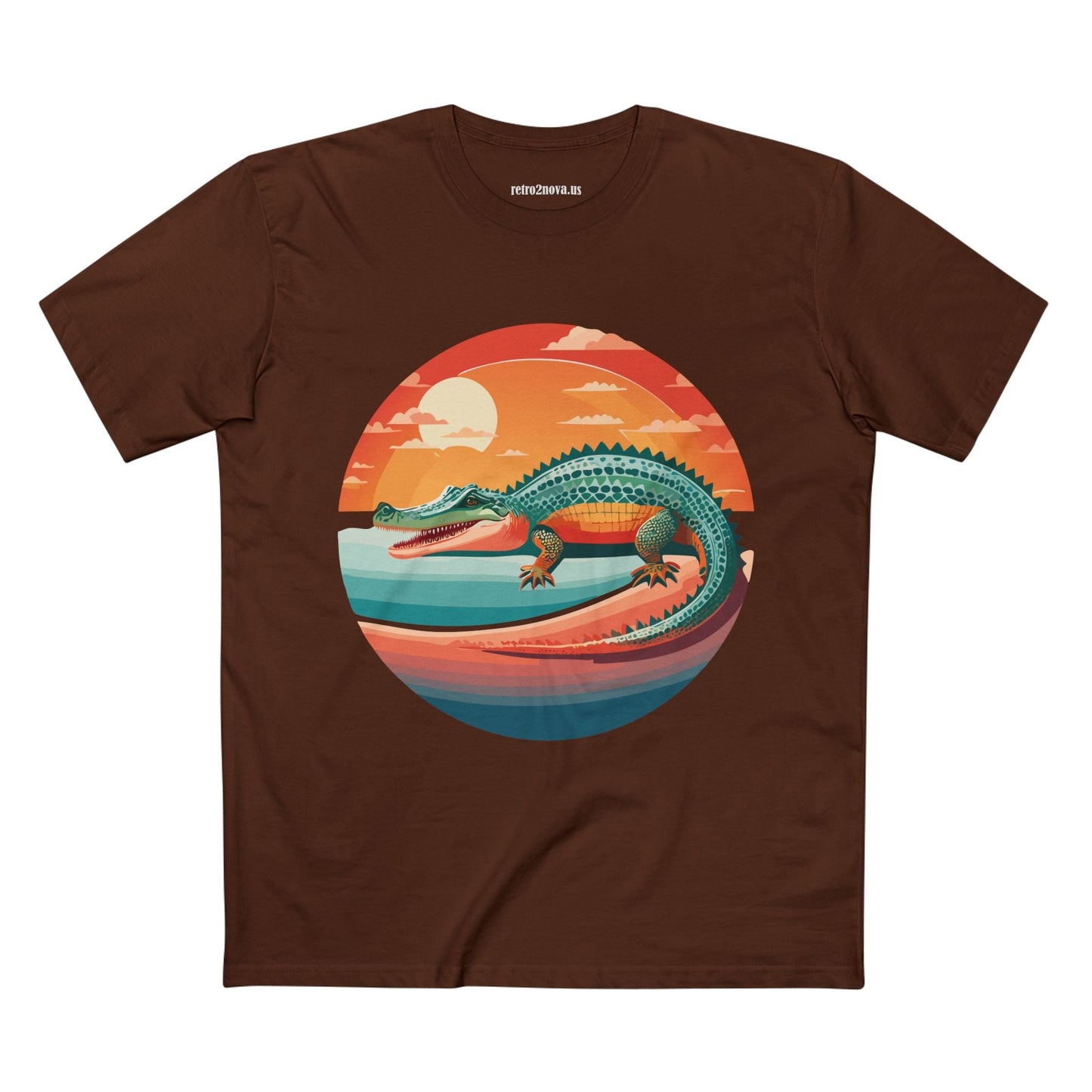 Unisex Crocodile Animal Shirt With Original Art Design Retro2Nova Premium Cotton Staple Tee For Everyday Comfort