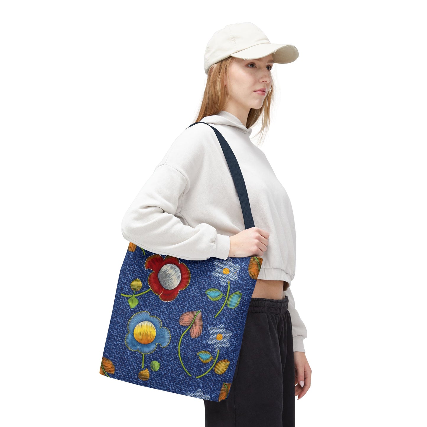 Denim Fabric Imitation Print Unisex Canvas Bag Poly Spun 3 Sizes Tote Bag 169